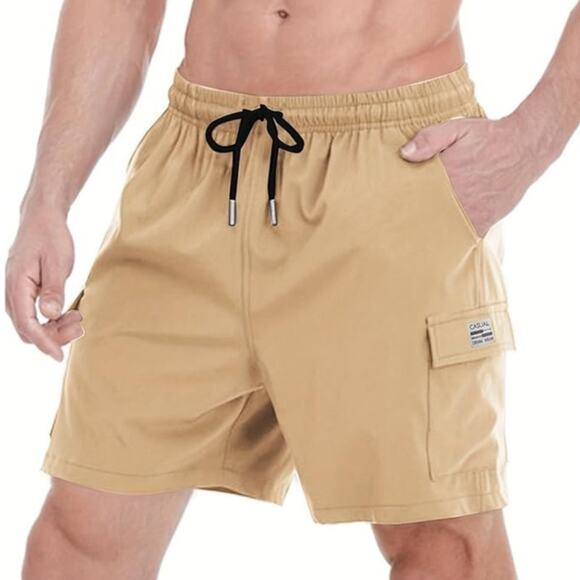 NWT ~ Set/4 Men's Thin Cargo Shorts ~ Black ~ Navy ~ Gray ~ Khaki ~ Size MEDIUM - Picture 3 of 5